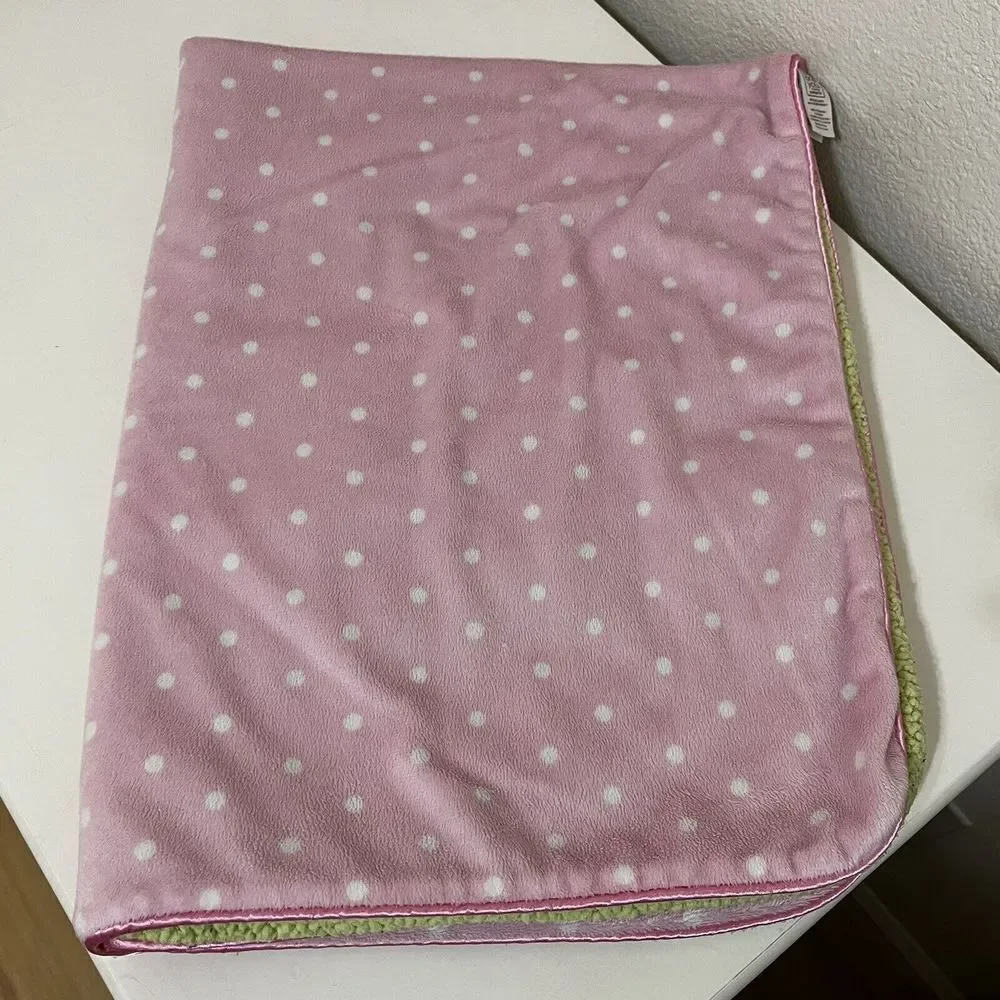 Carter's Just One You So Sweet Elephant Baby Blanket Pink Polka Dot Green Sherpa